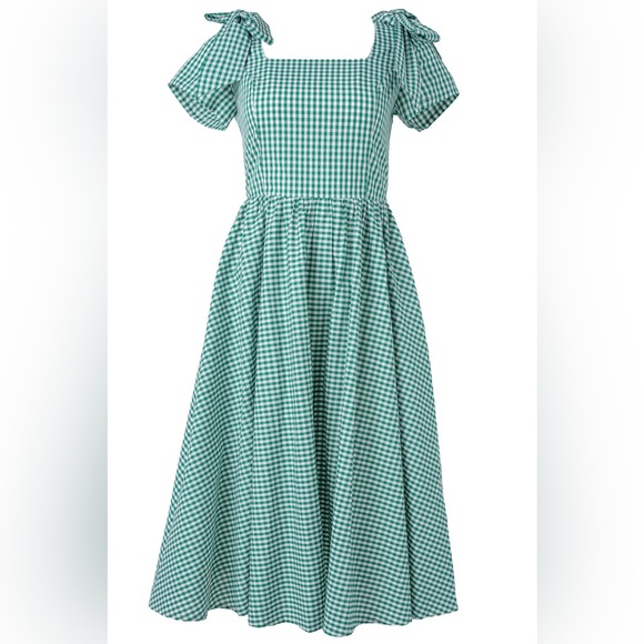 Ivy City Co. Blakely Dress IN GREEN GINGHAM, size L - Picture 7 of 8